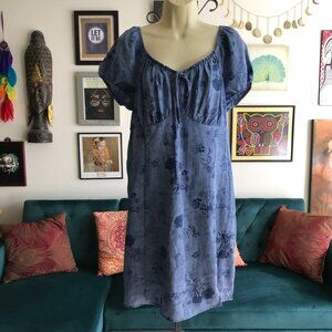 PINK REPUBLIC size XL Chambray Blue Floral Cottagecore Dress